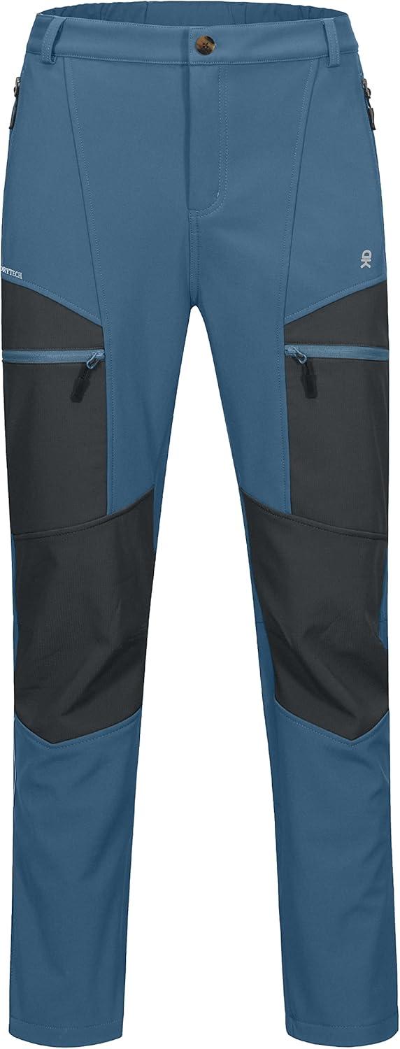 imageLittle Donkey Andy Mens Fleece Lined Hiking Ski Snow Pants Winter Windproof Softshell Pants Warm and Water RepellentBlue Shadow