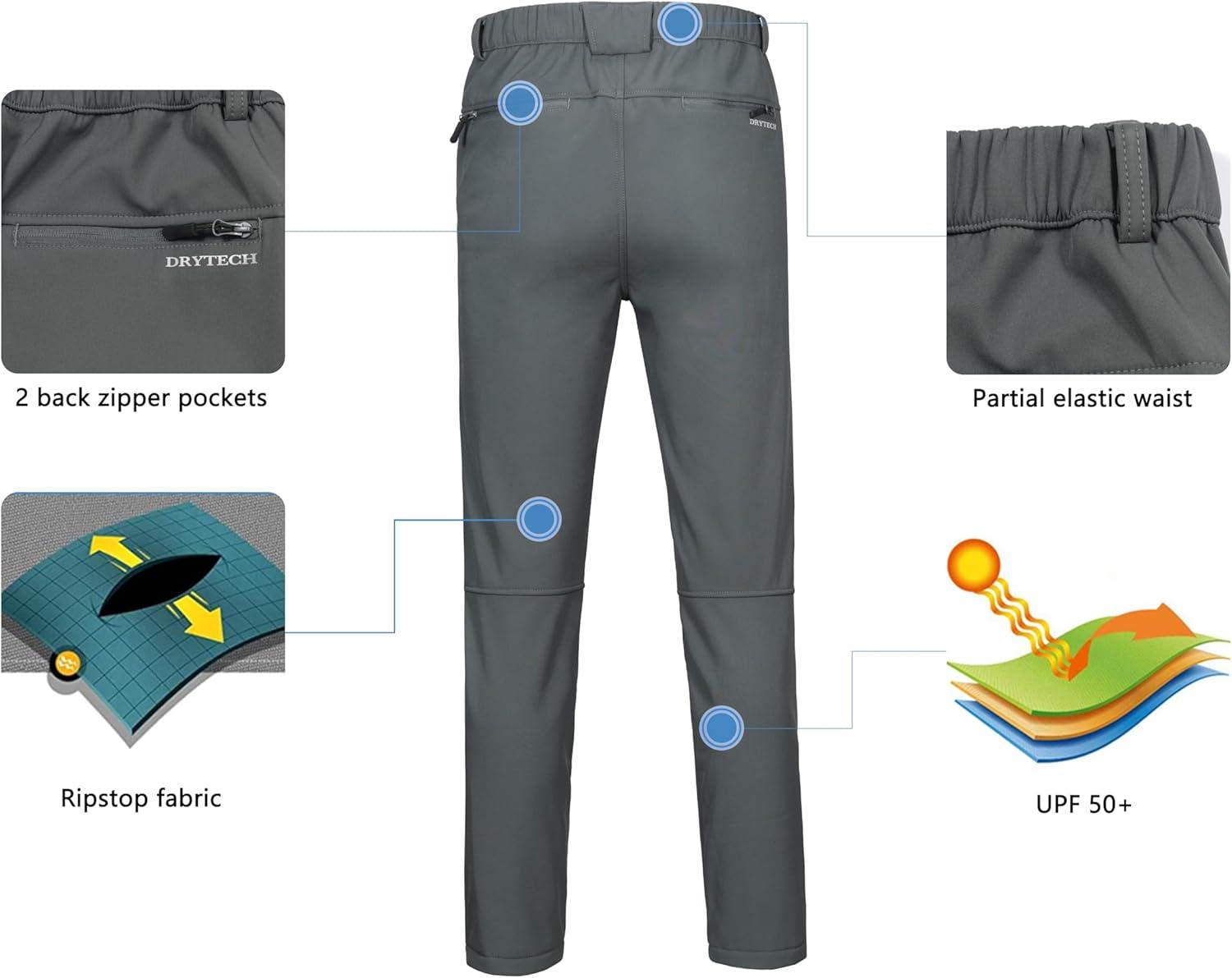imageLittle Donkey Andy Mens Fleece Lined Hiking Ski Snow Pants Winter Windproof Softshell Pants Warm and Water RepellentDark Gray