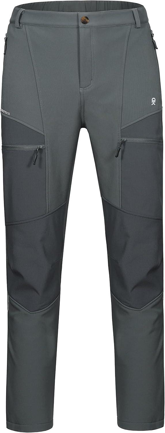 imageLittle Donkey Andy Mens Fleece Lined Hiking Ski Snow Pants Winter Windproof Softshell Pants Warm and Water RepellentDark Gray