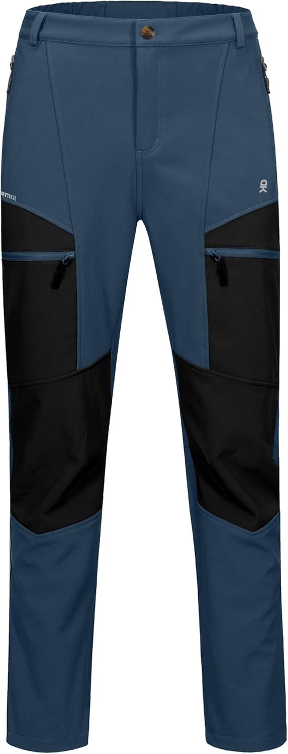 imageLittle Donkey Andy Mens Fleece Lined Hiking Ski Snow Pants Winter Windproof Softshell Pants Warm and Water RepellentDeep Blue