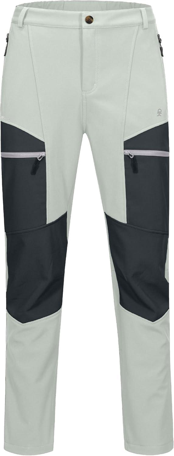 imageLittle Donkey Andy Mens Fleece Lined Hiking Ski Snow Pants Winter Windproof Softshell Pants Warm and Water RepellentLight Gray