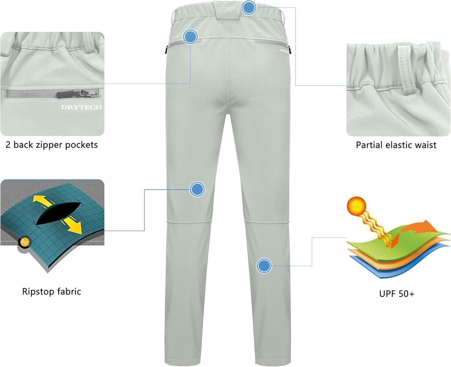 imageLittle Donkey Andy Mens Fleece Lined Hiking Ski Snow Pants Winter Windproof Softshell Pants Warm and Water RepellentLight Gray