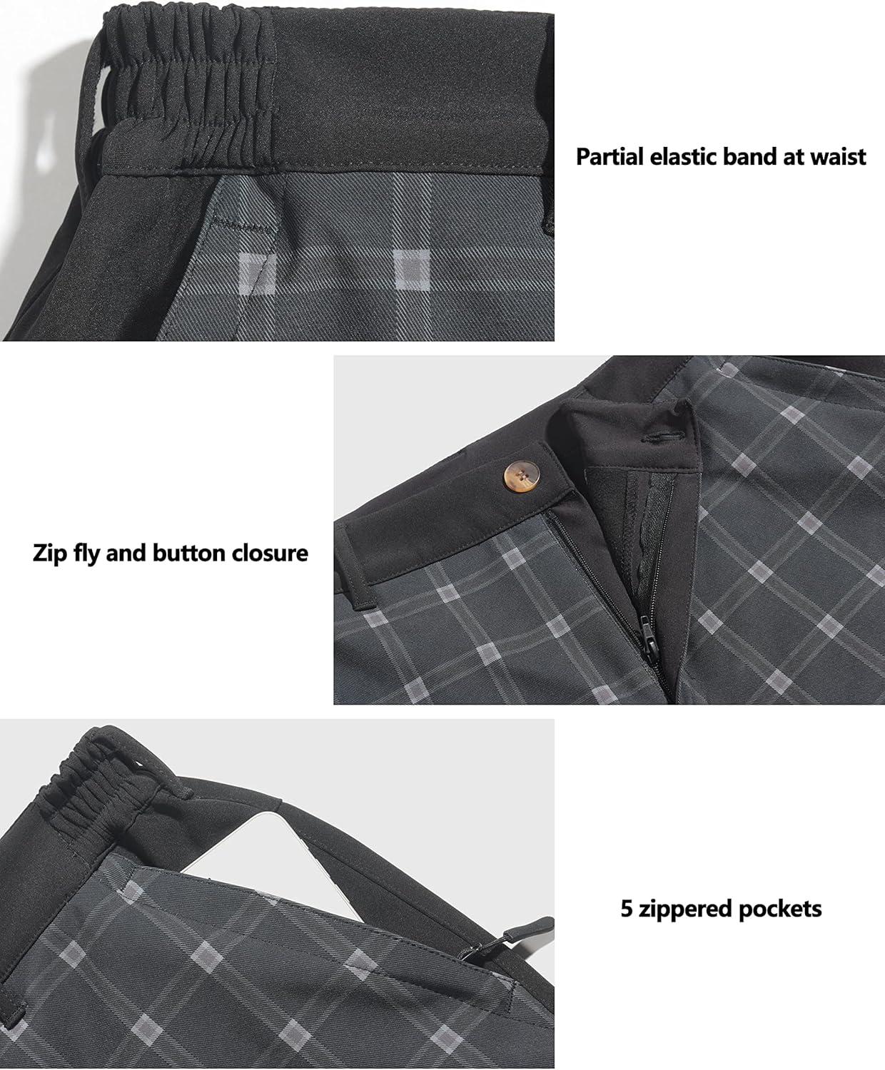 imageLittle Donkey Andy Mens Fleece Lined Snow Ski Pants with Zipper Pockets Softshell Warm Outdoor Cargo Pants