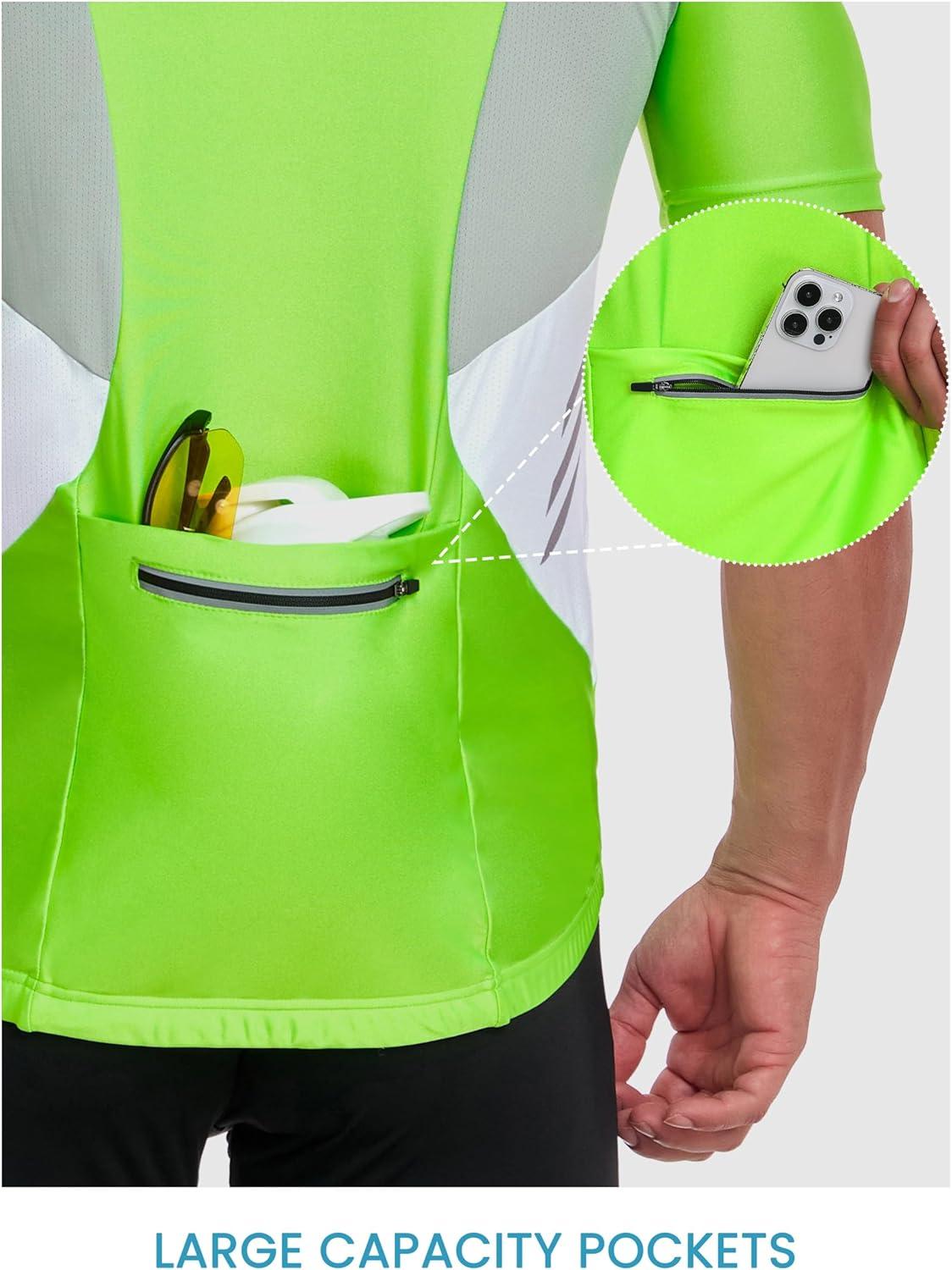 imageLittle Donkey Andy Mens Half Zip Breathable Cycling Vests Reflective Sleeveless Jerseys Lightweight Bicycle RunningShort Sleevefluorescent Yellow