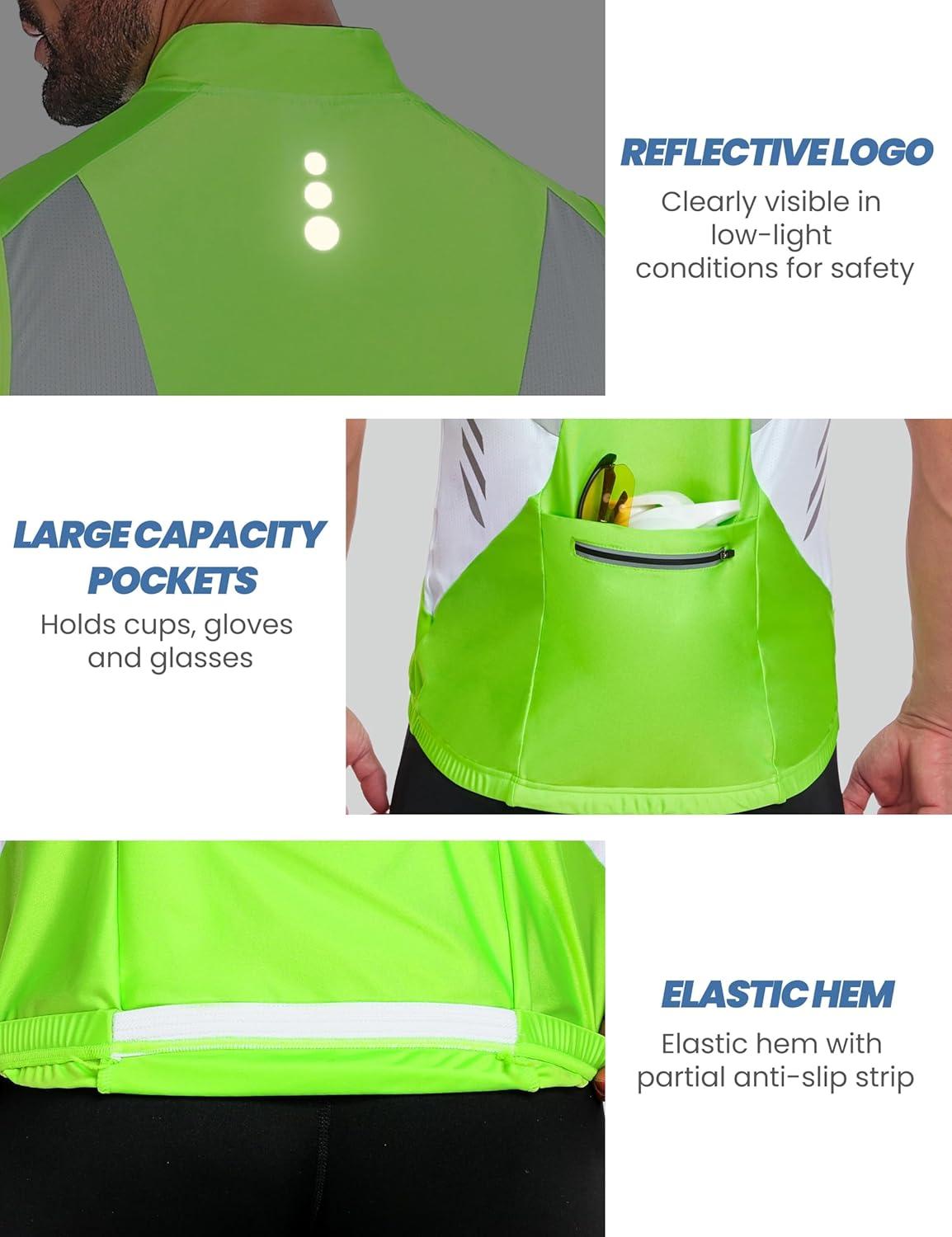 imageLittle Donkey Andy Mens Half Zip Breathable Cycling Vests Reflective Sleeveless Jerseys Lightweight Bicycle RunningShort Sleevefluorescent Yellow