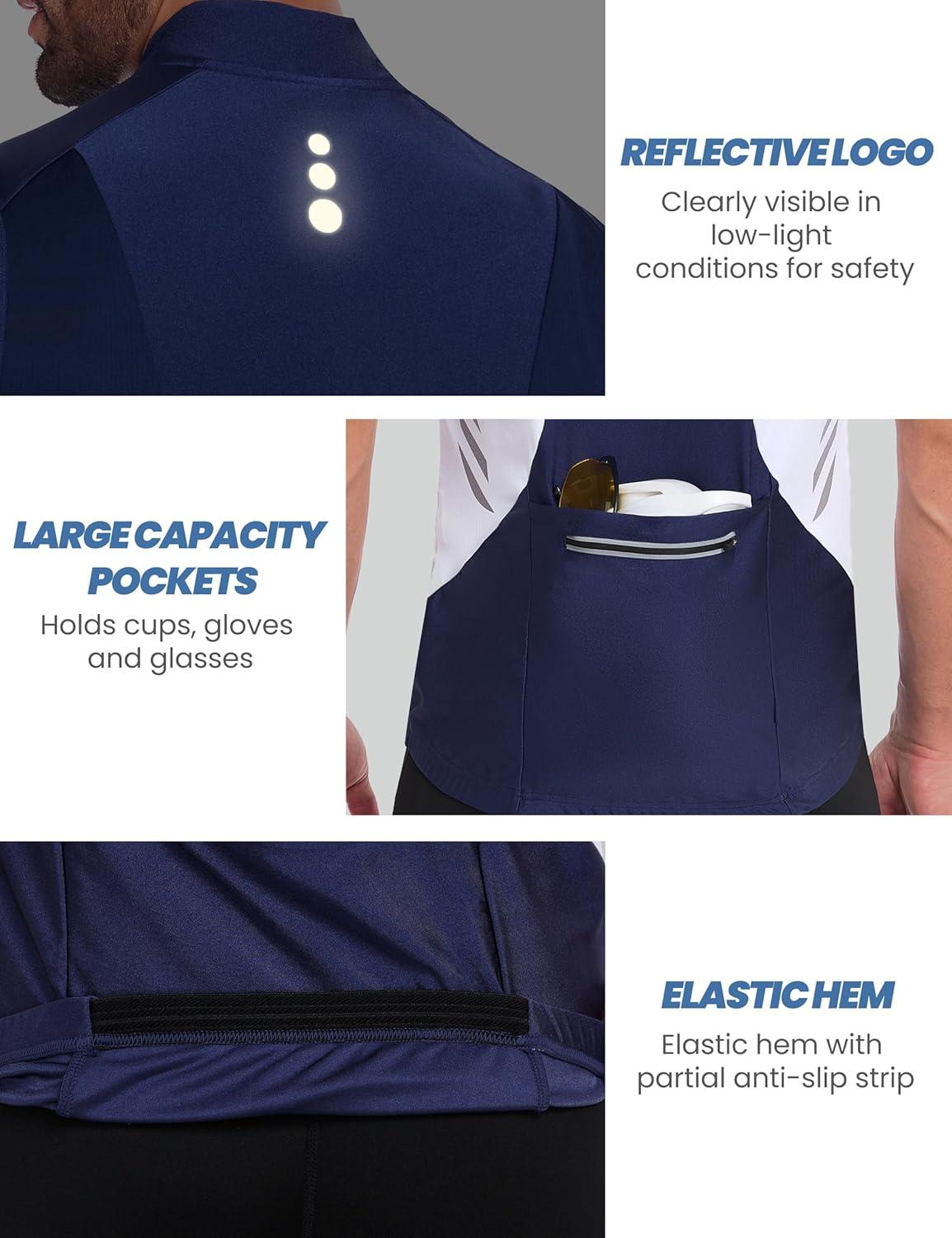 imageLittle Donkey Andy Mens Half Zip Breathable Cycling Vests Reflective Sleeveless Jerseys Lightweight Bicycle RunningShort Sleeveroyal Blue