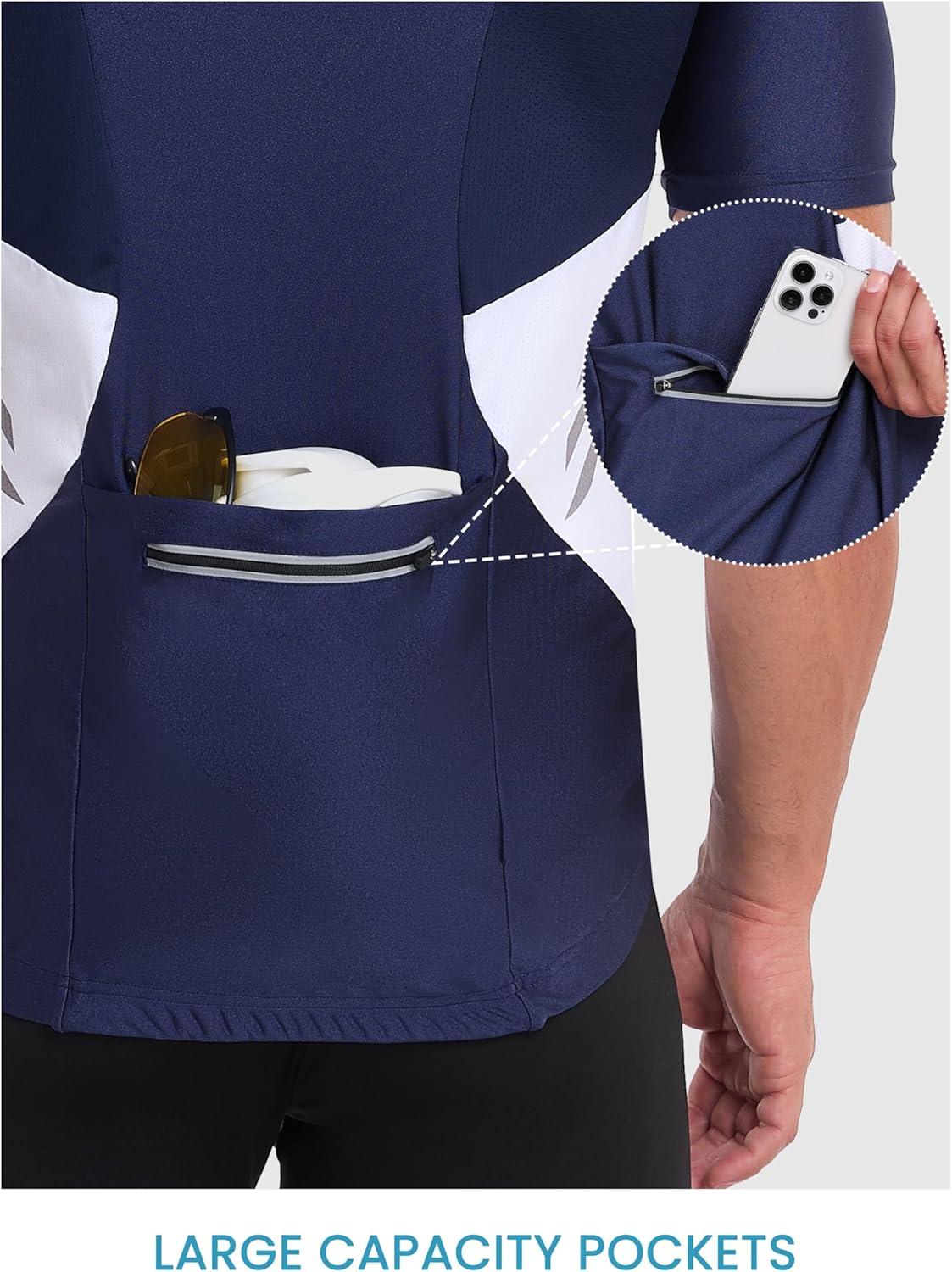 imageLittle Donkey Andy Mens Half Zip Breathable Cycling Vests Reflective Sleeveless Jerseys Lightweight Bicycle RunningShort Sleeveroyal Blue