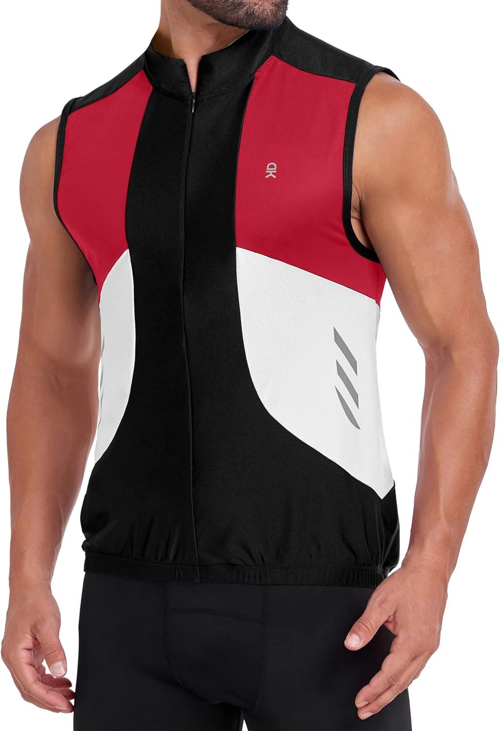 imageLittle Donkey Andy Mens Half Zip Breathable Cycling Vests Reflective Sleeveless Jerseys Lightweight Bicycle RunningSleevelessblack
