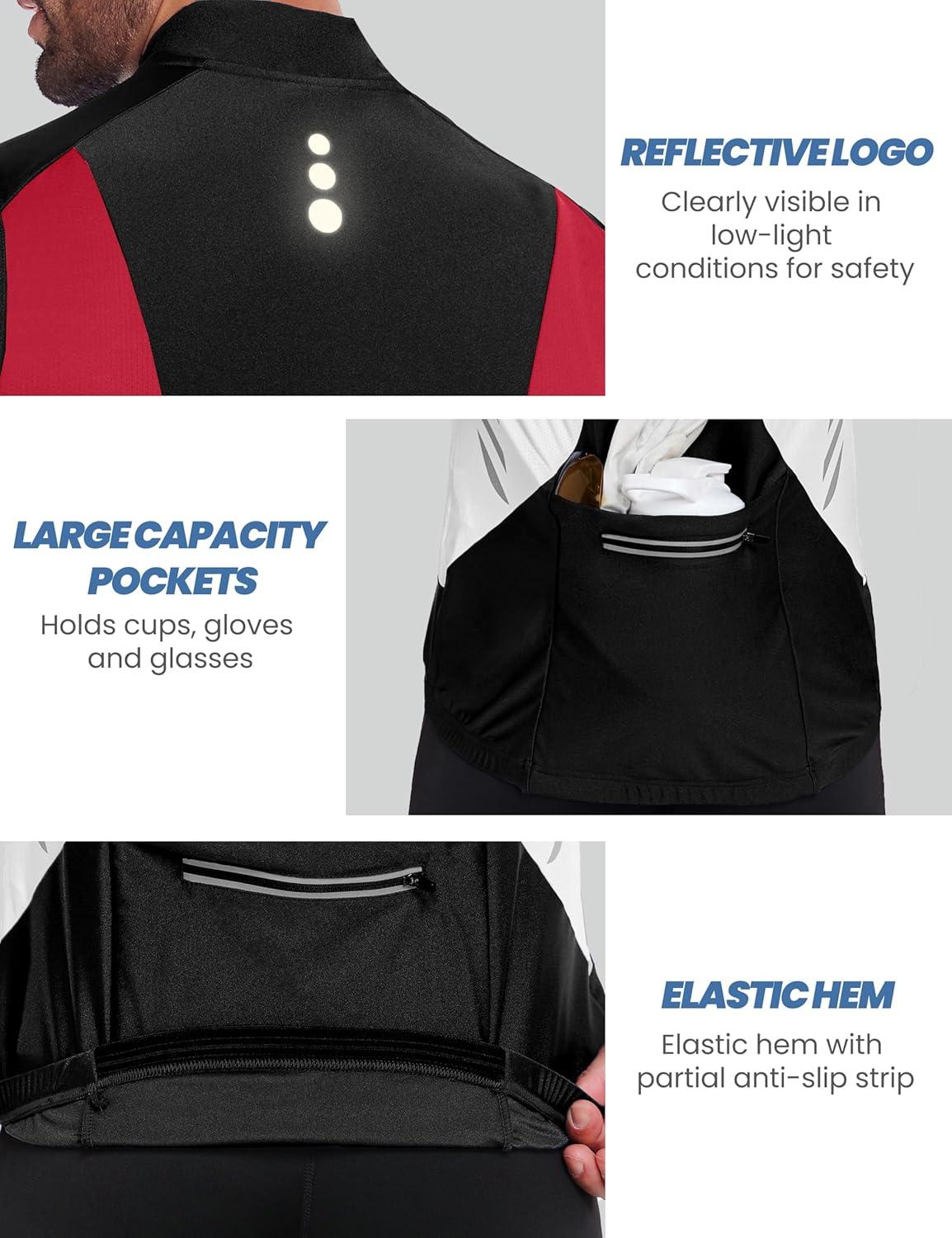 imageLittle Donkey Andy Mens Half Zip Breathable Cycling Vests Reflective Sleeveless Jerseys Lightweight Bicycle RunningSleevelessblack