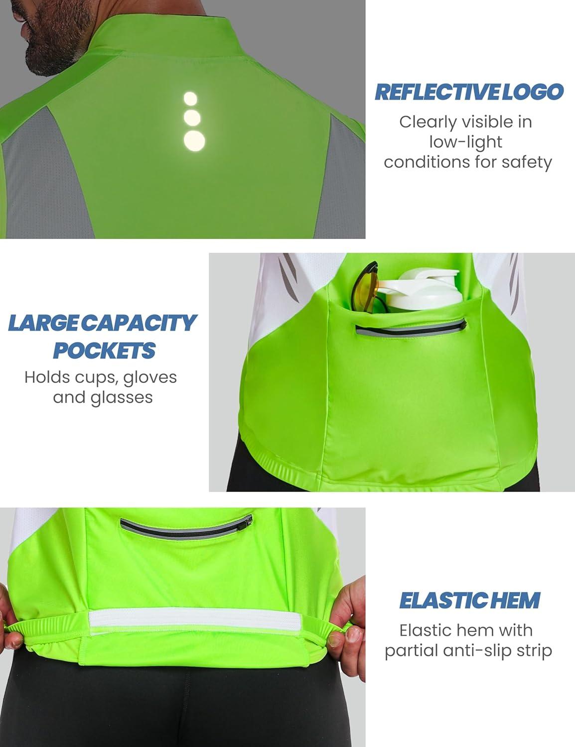 imageLittle Donkey Andy Mens Half Zip Breathable Cycling Vests Reflective Sleeveless Jerseys Lightweight Bicycle RunningSleevelessfluorescent Yellow