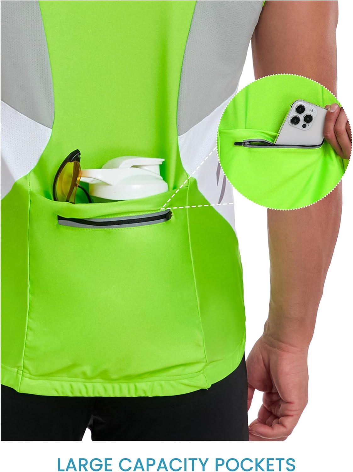 imageLittle Donkey Andy Mens Half Zip Breathable Cycling Vests Reflective Sleeveless Jerseys Lightweight Bicycle RunningSleevelessfluorescent Yellow