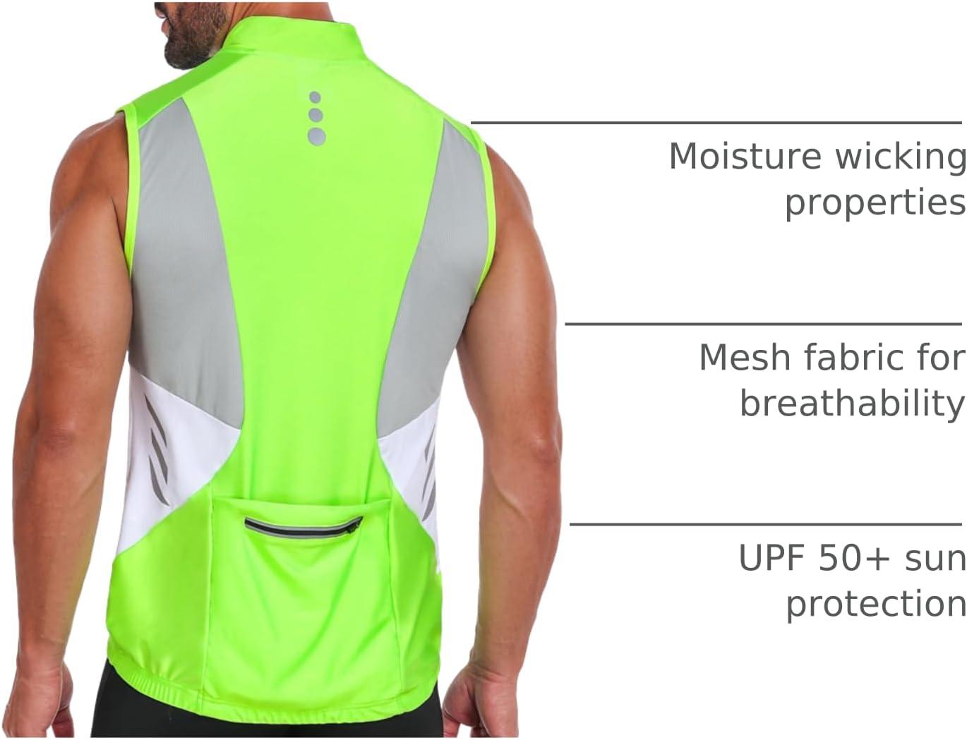 imageLittle Donkey Andy Mens Half Zip Breathable Cycling Vests Reflective Sleeveless Jerseys Lightweight Bicycle RunningSleevelessfluorescent Yellow
