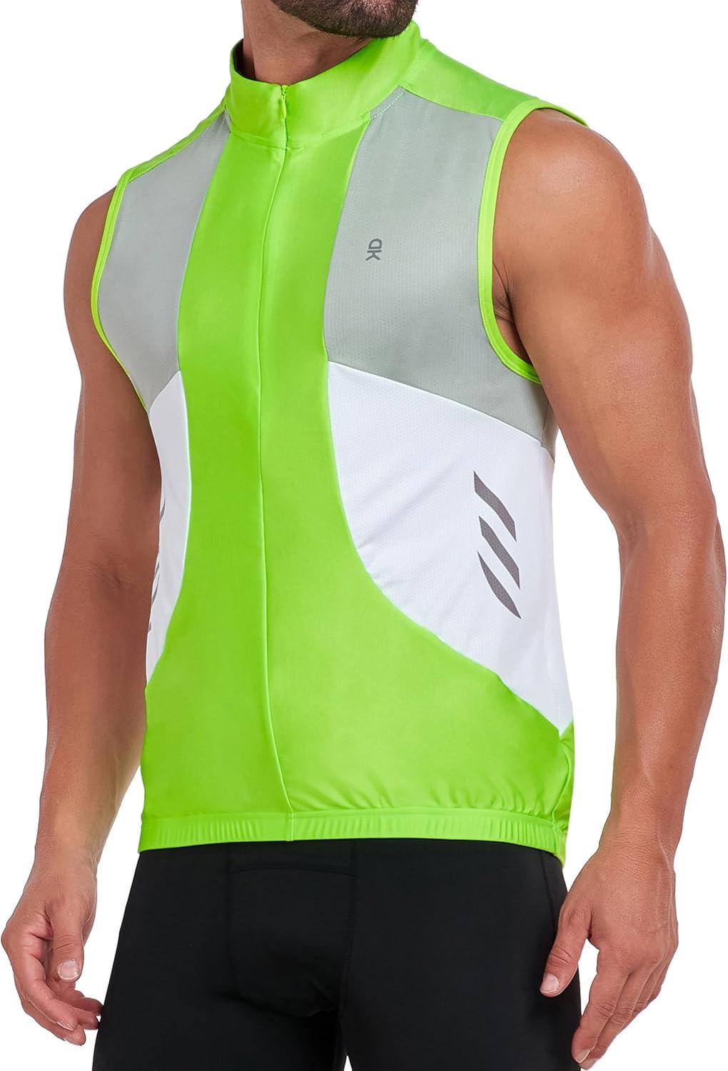imageLittle Donkey Andy Mens Half Zip Breathable Cycling Vests Reflective Sleeveless Jerseys Lightweight Bicycle RunningSleevelessfluorescent Yellow