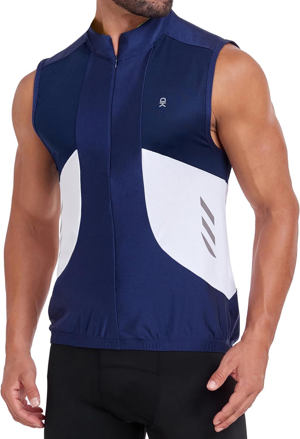 imageLittle Donkey Andy Mens Half Zip Breathable Cycling Vests Reflective Sleeveless Jerseys Lightweight Bicycle RunningSleevelessroyal Blue