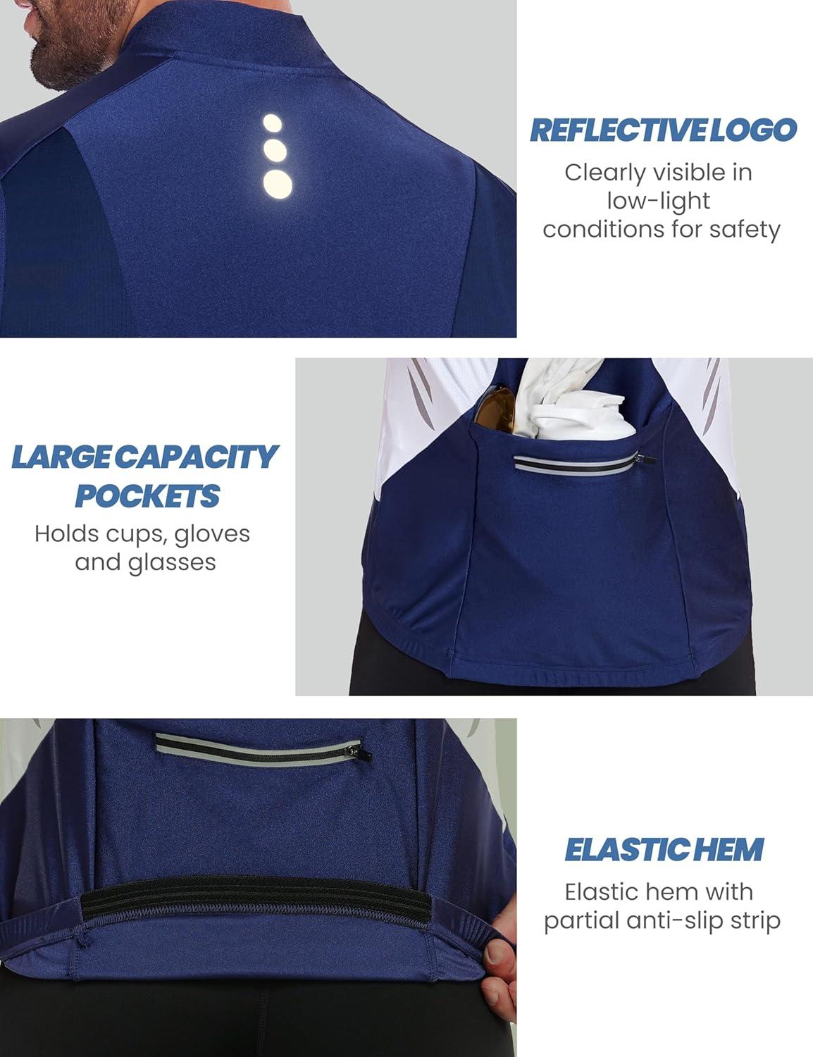 imageLittle Donkey Andy Mens Half Zip Breathable Cycling Vests Reflective Sleeveless Jerseys Lightweight Bicycle RunningSleevelessroyal Blue