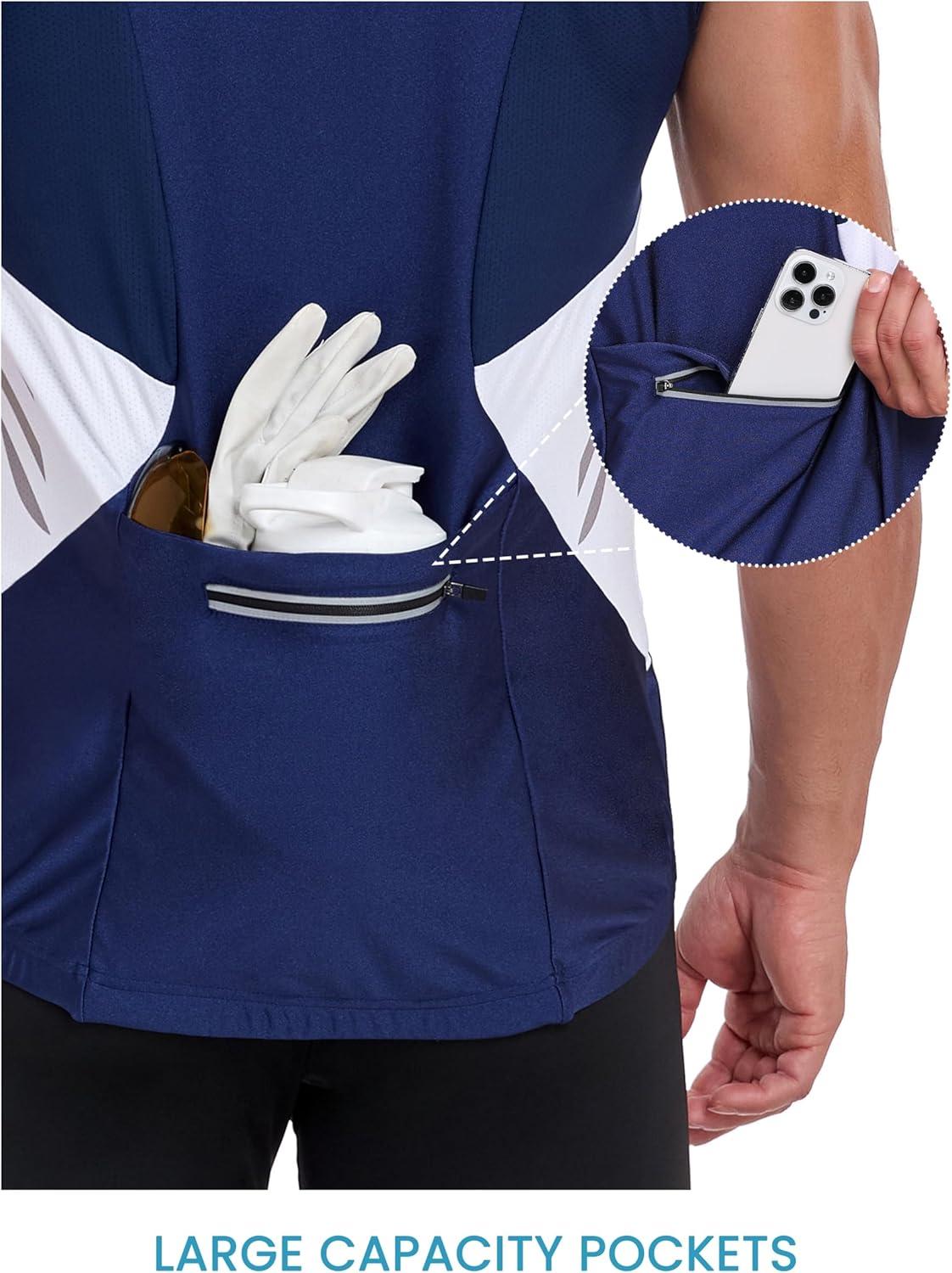 imageLittle Donkey Andy Mens Half Zip Breathable Cycling Vests Reflective Sleeveless Jerseys Lightweight Bicycle RunningSleevelessroyal Blue