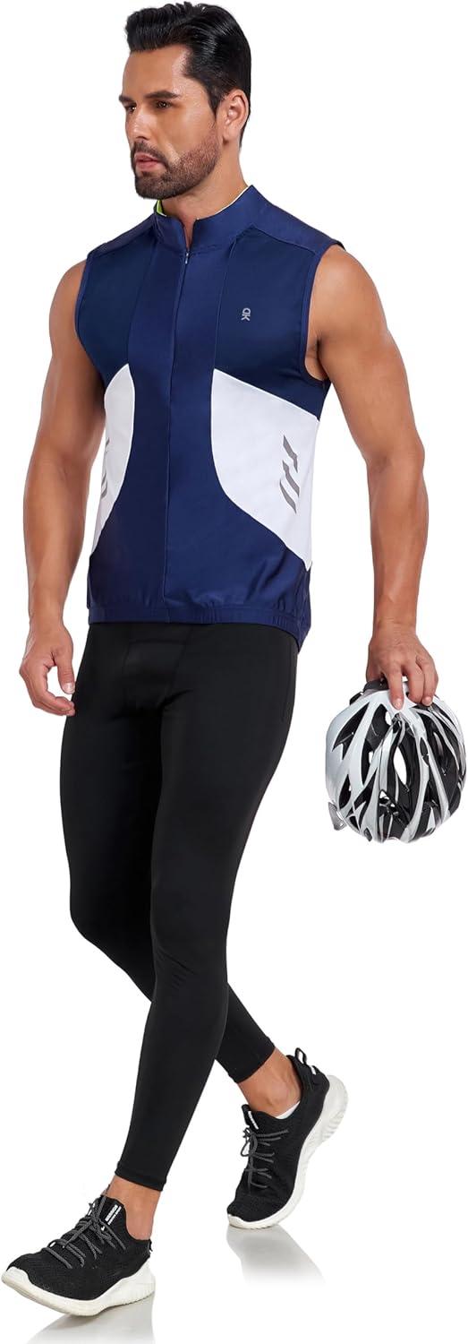imageLittle Donkey Andy Mens Half Zip Breathable Cycling Vests Reflective Sleeveless Jerseys Lightweight Bicycle RunningSleevelessroyal Blue