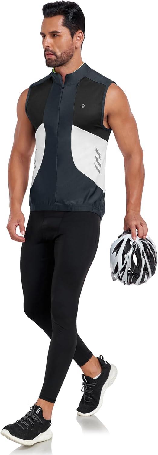 imageLittle Donkey Andy Mens Half Zip Breathable Cycling Vests Reflective Sleeveless Jerseys Lightweight Bicycle RunningSleevelesssteel Grey