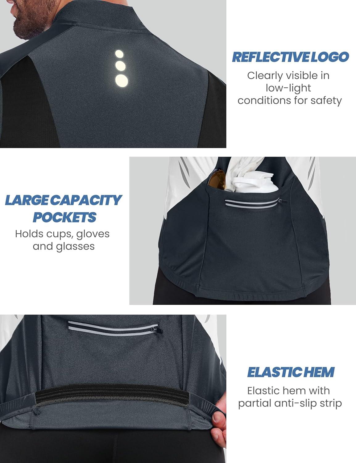 imageLittle Donkey Andy Mens Half Zip Breathable Cycling Vests Reflective Sleeveless Jerseys Lightweight Bicycle RunningSleevelesssteel Grey