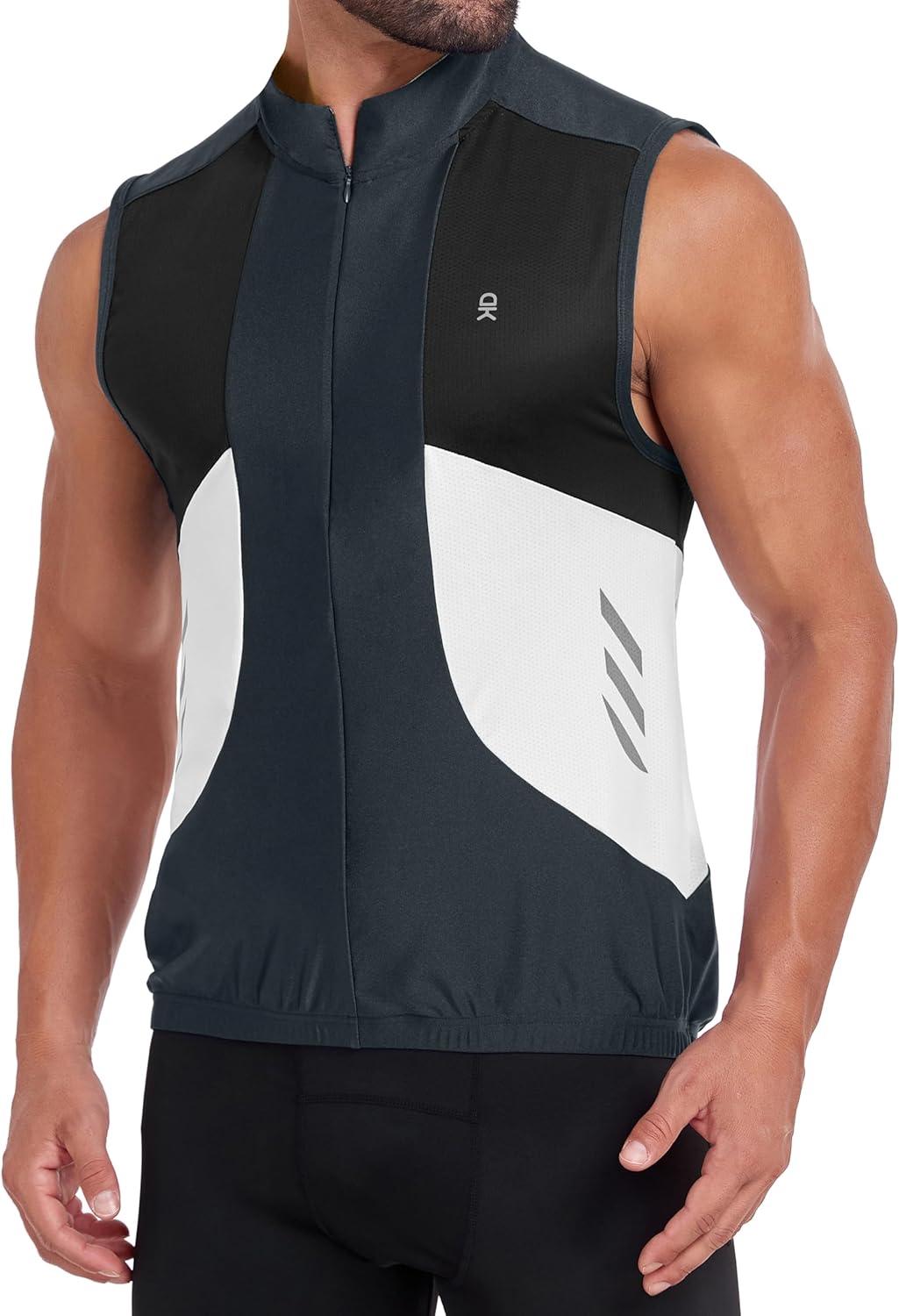 imageLittle Donkey Andy Mens Half Zip Breathable Cycling Vests Reflective Sleeveless Jerseys Lightweight Bicycle RunningSleevelesssteel Grey