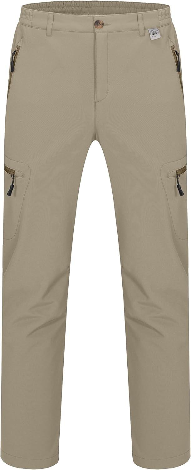 imageLittle Donkey Andy Mens Hiking Snow Pants Fleece Lined Ski Pants Softshell Pants Windproofampamp Water ResistantKhaki