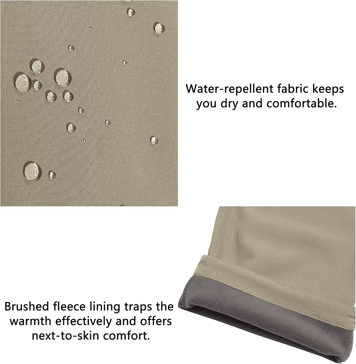 imageLittle Donkey Andy Mens Hiking Snow Pants Fleece Lined Ski Pants Softshell Pants Windproofampamp Water ResistantKhaki