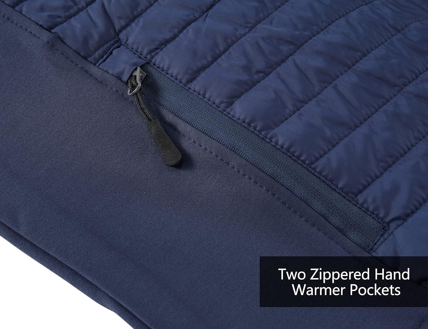 imageLittle Donkey Andy Mens Insulated Hybrid Jacket Quilted Fleece Lined Running Hiking JacketDark Blue Upgrade