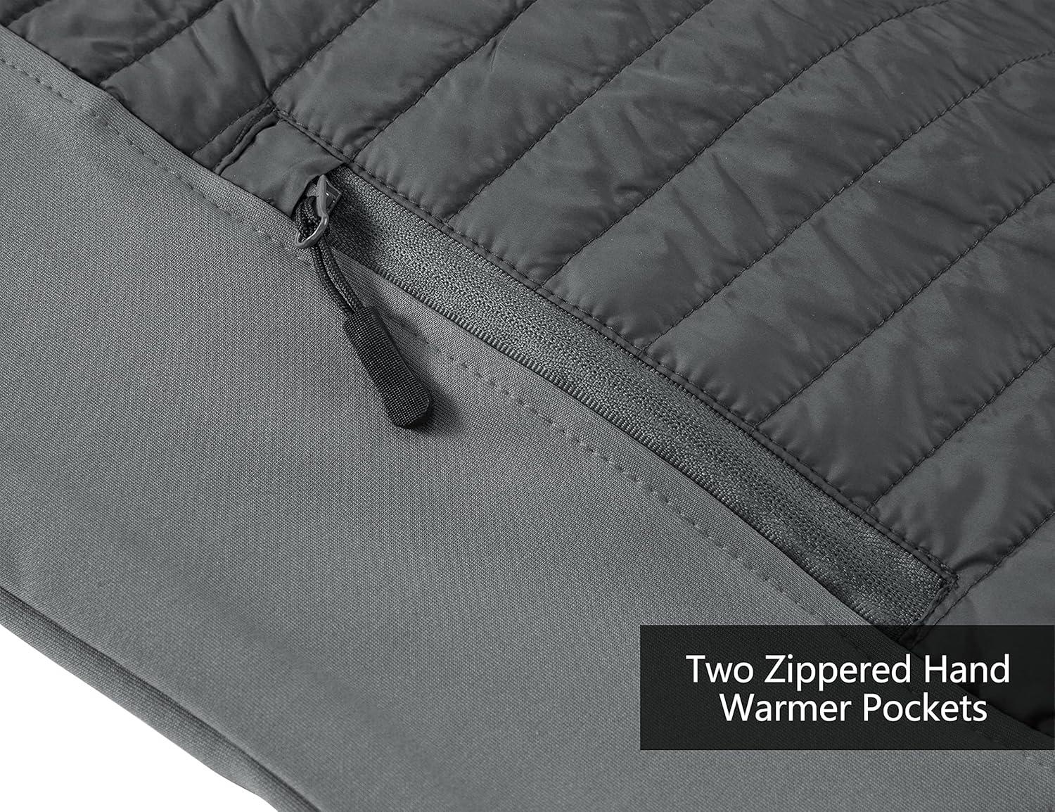 imageLittle Donkey Andy Mens Insulated Hybrid Jacket Quilted Fleece Lined Running Hiking JacketGray Upgrade Cuffs