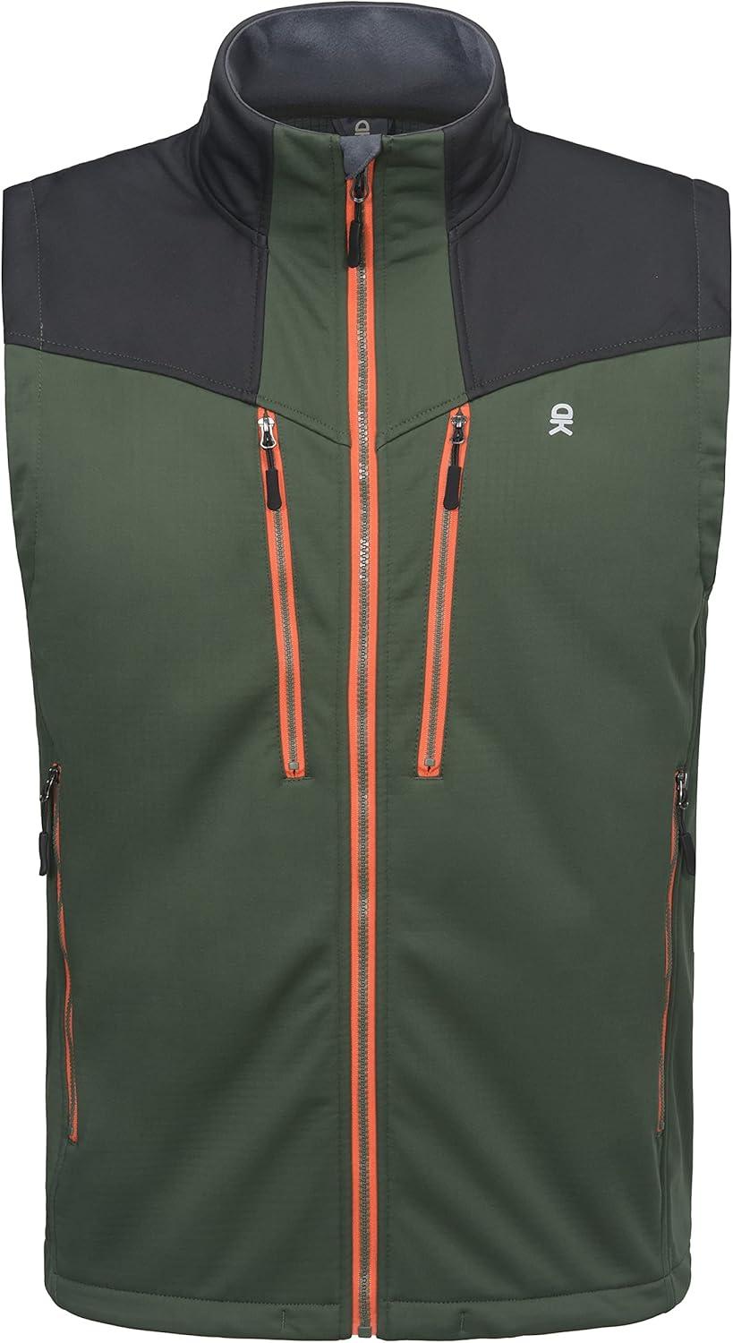 imageLittle Donkey Andy Mens Lightweight Fleece Lined Outdoor Vests Windproof Sleeveless Jackets for Hiking Travel Golf3 Jungle Green