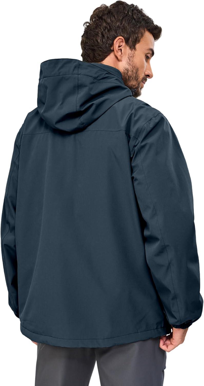 imageLittle Donkey Andy Mens Lightweight Jacket Fleece Lined Detachable Hooded Waterproof Jackets Winter Hiking WindbreakerBlue