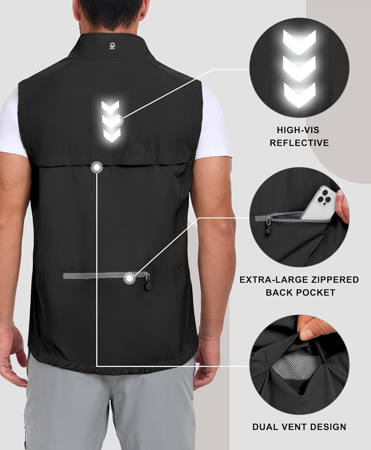 imageLittle Donkey Andy Mens Lightweight Quick Dry Vest Packble Outerwear Sleeveless Windproof Jacket for Golfing Cycling RunningBlack