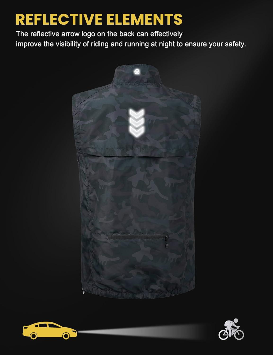 imageLittle Donkey Andy Mens Lightweight Quick Dry Vest Packble Outerwear Sleeveless Windproof Jacket for Golfing Cycling RunningBlack Camo