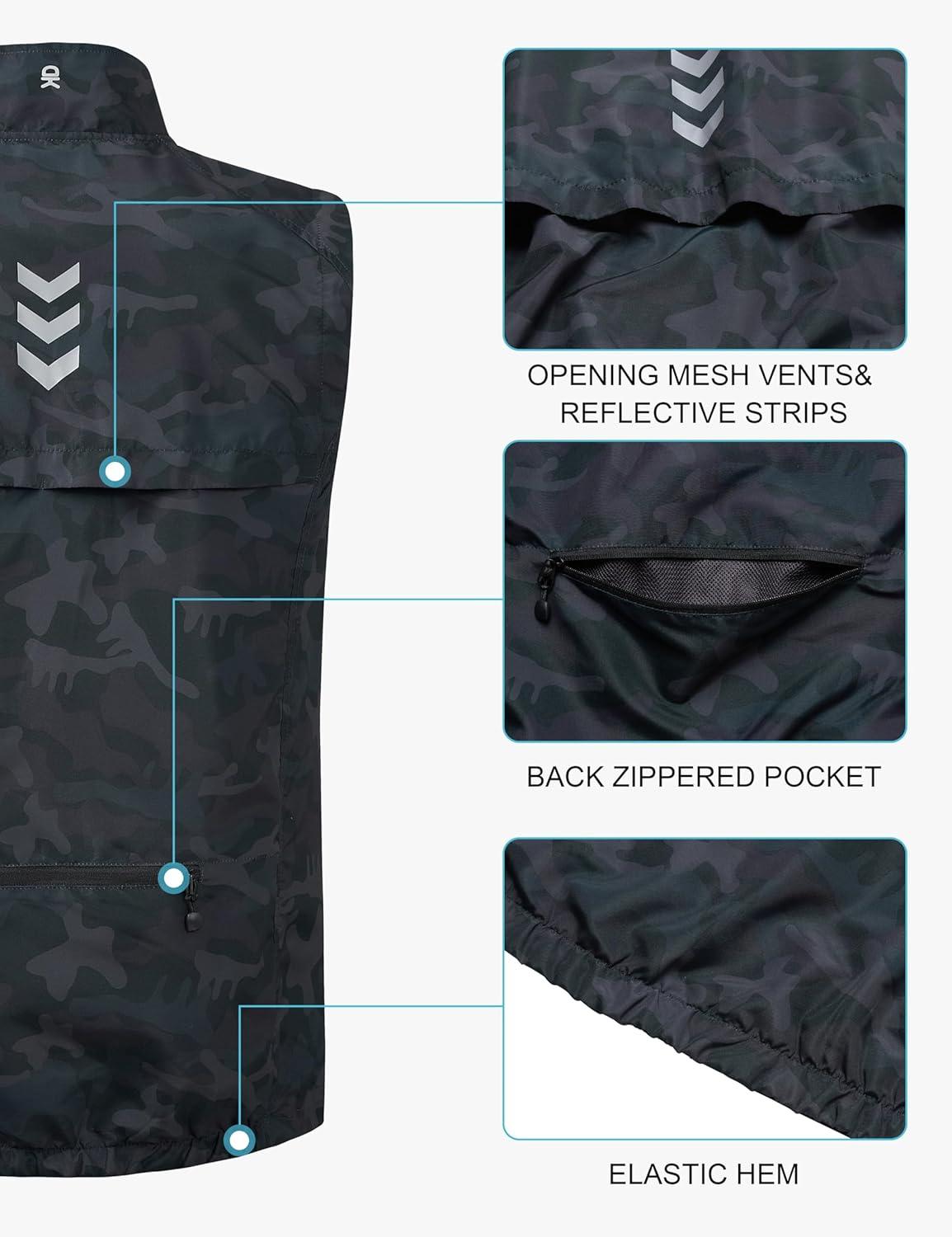 imageLittle Donkey Andy Mens Lightweight Quick Dry Vest Packble Outerwear Sleeveless Windproof Jacket for Golfing Cycling RunningBlack Camo