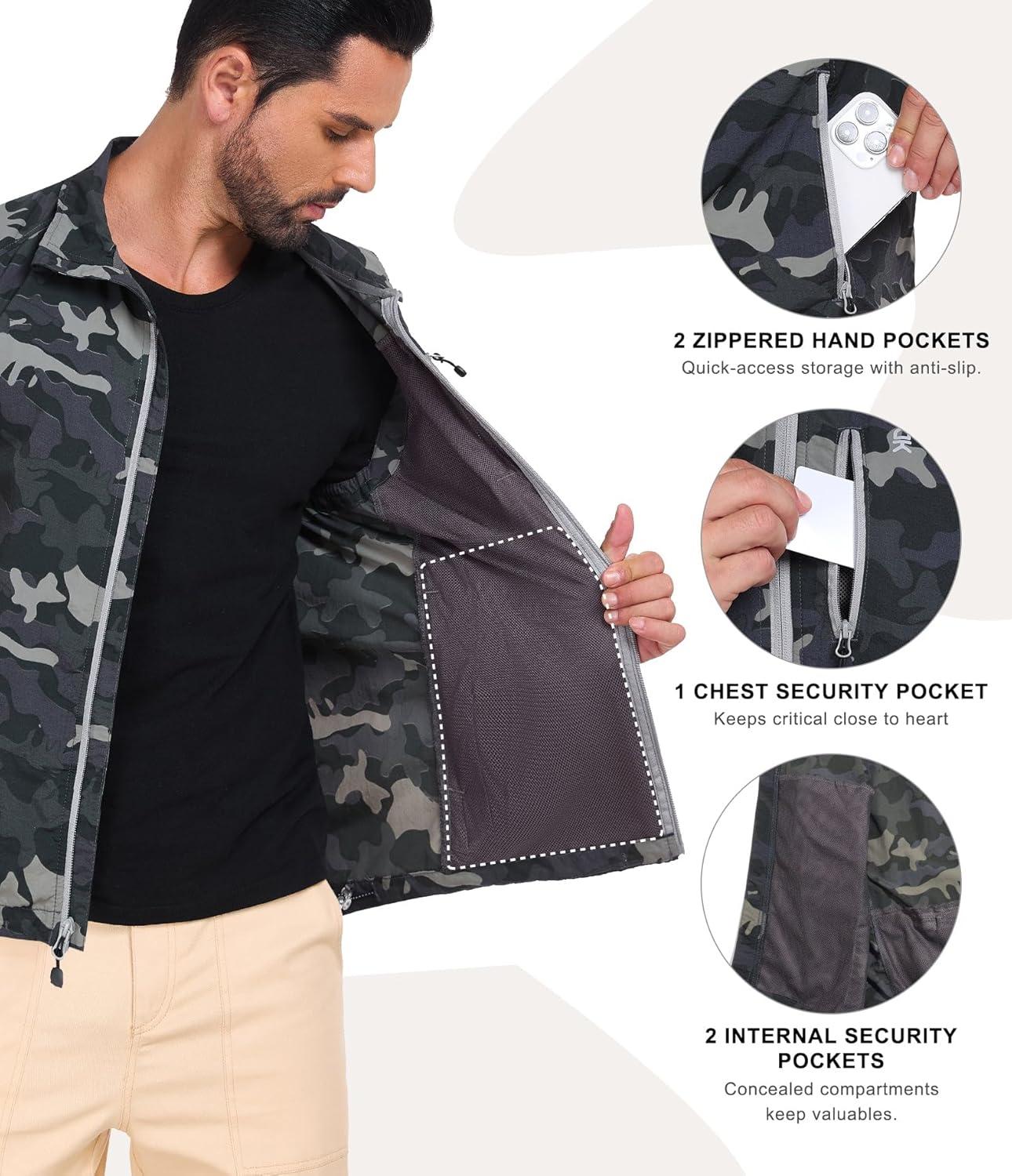 imageLittle Donkey Andy Mens Lightweight Quick Dry Vest Packble Outerwear Sleeveless Windproof Jacket for Golfing Cycling RunningCamo