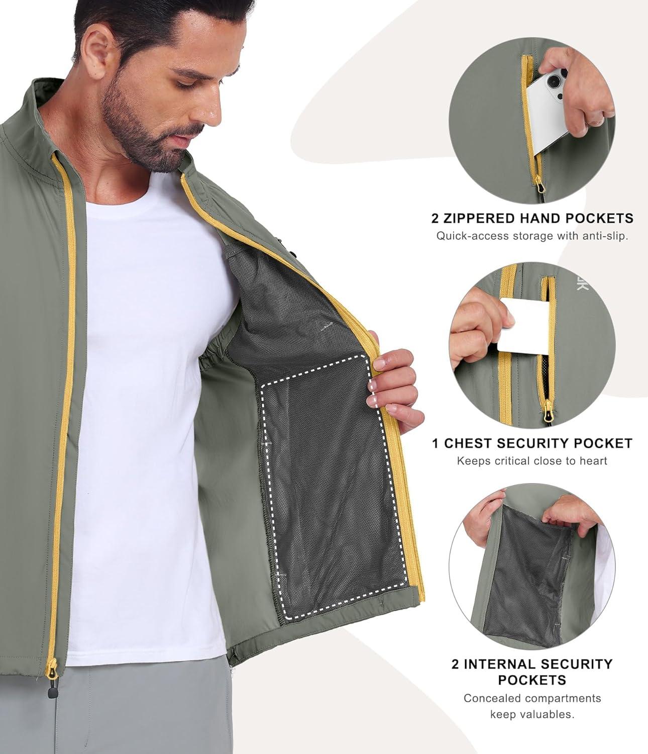 imageLittle Donkey Andy Mens Lightweight Quick Dry Vest Packble Outerwear Sleeveless Windproof Jacket for Golfing Cycling RunningLaurel Oak