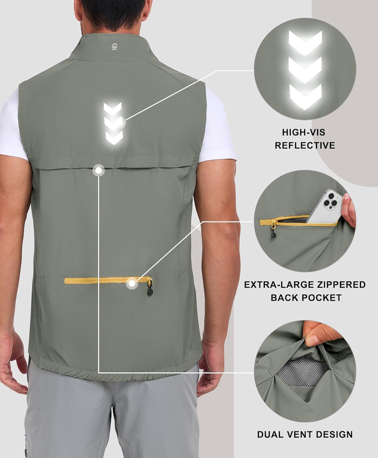 imageLittle Donkey Andy Mens Lightweight Quick Dry Vest Packble Outerwear Sleeveless Windproof Jacket for Golfing Cycling RunningLaurel Oak