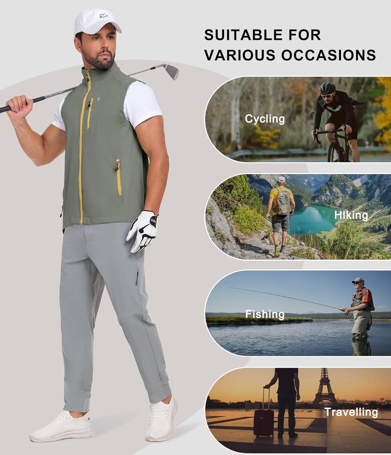 imageLittle Donkey Andy Mens Lightweight Quick Dry Vest Packble Outerwear Sleeveless Windproof Jacket for Golfing Cycling RunningLaurel Oak