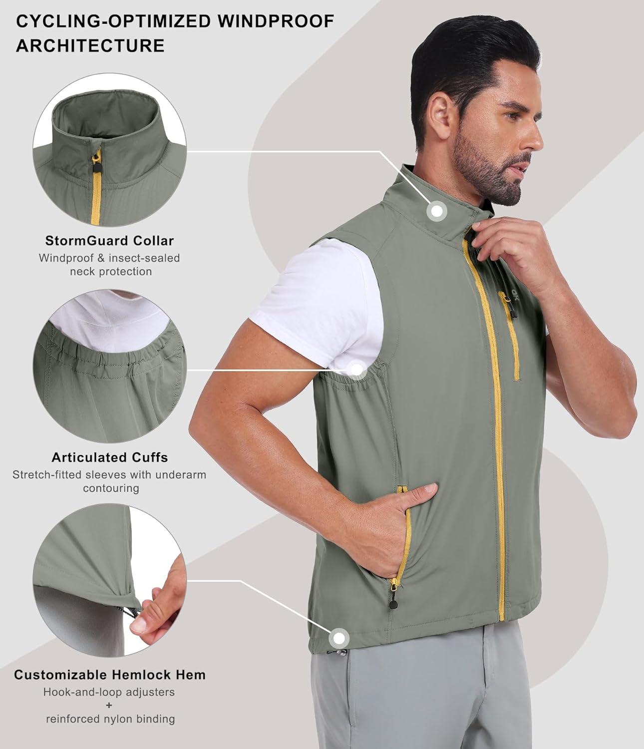imageLittle Donkey Andy Mens Lightweight Quick Dry Vest Packble Outerwear Sleeveless Windproof Jacket for Golfing Cycling RunningLaurel Oak