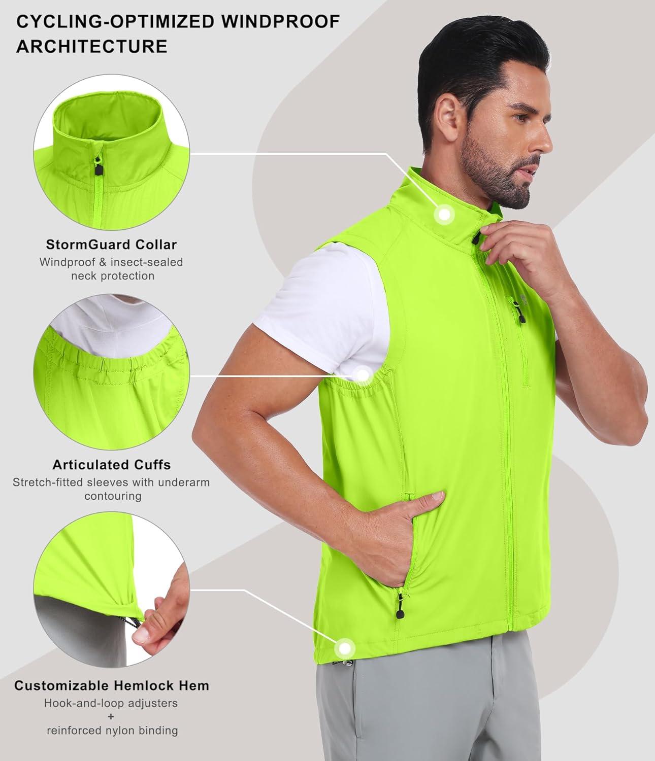 imageLittle Donkey Andy Mens Lightweight Quick Dry Vest Packble Outerwear Sleeveless Windproof Jacket for Golfing Cycling RunningYellow