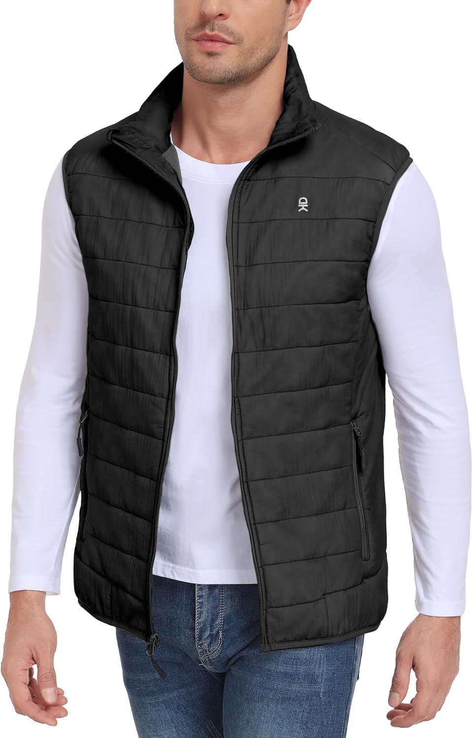 imageLittle Donkey Andy Mens Packable Lightweight Puffer Vest with Recycled Insulation for Running GolfBlack