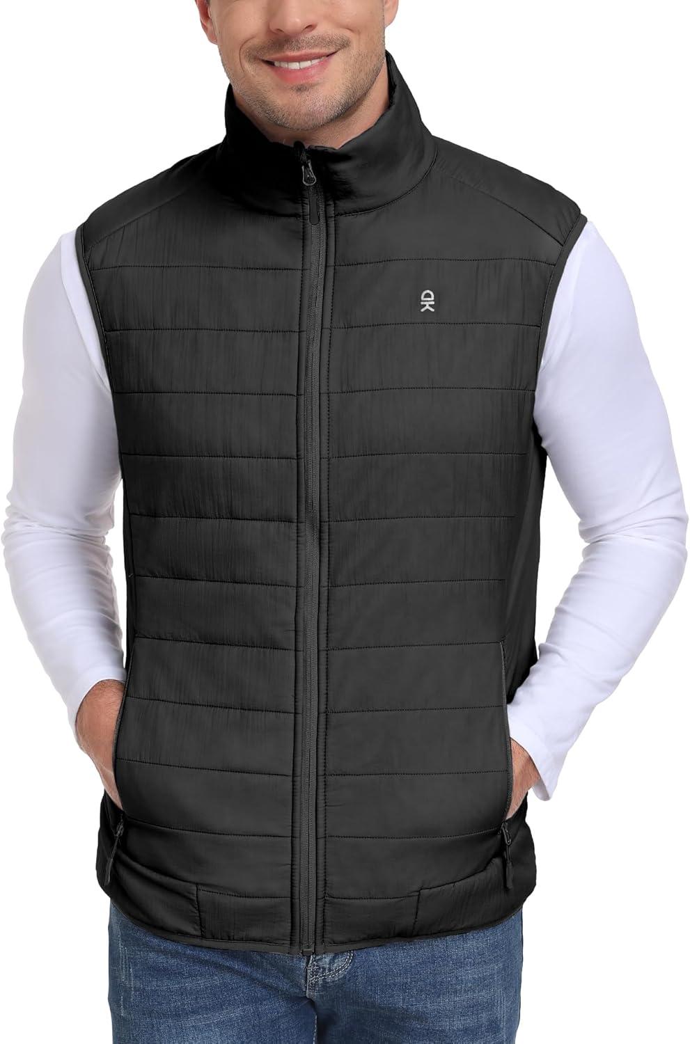 imageLittle Donkey Andy Mens Packable Lightweight Puffer Vest with Recycled Insulation for Running GolfBlack