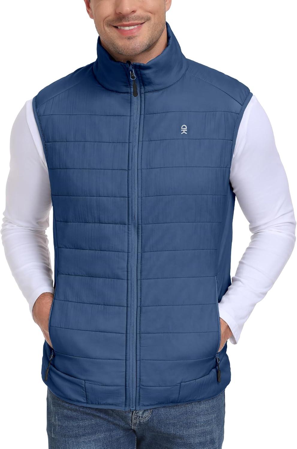 imageLittle Donkey Andy Mens Packable Lightweight Puffer Vest with Recycled Insulation for Running GolfBlue
