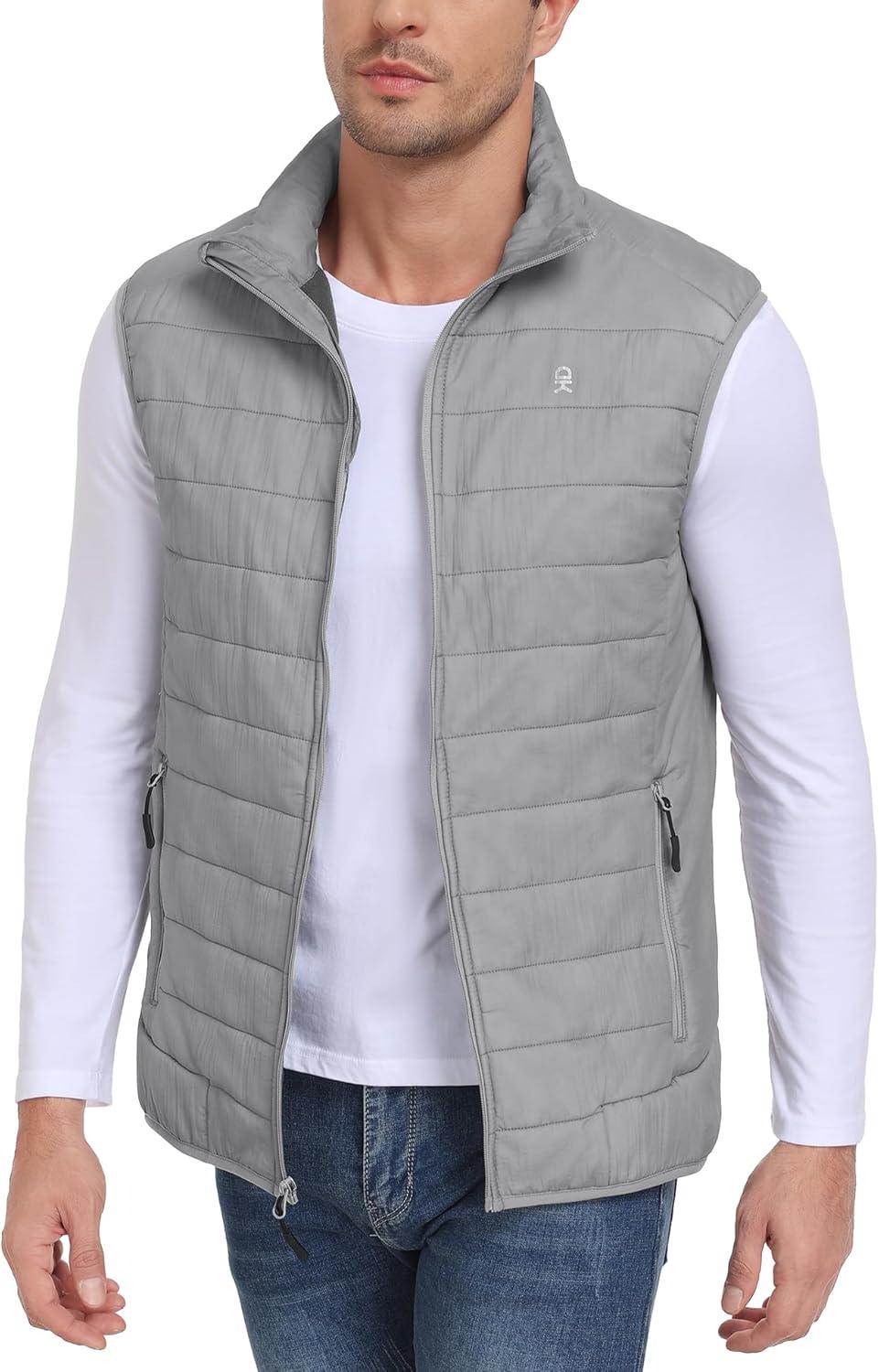imageLittle Donkey Andy Mens Packable Lightweight Puffer Vest with Recycled Insulation for Running GolfGray