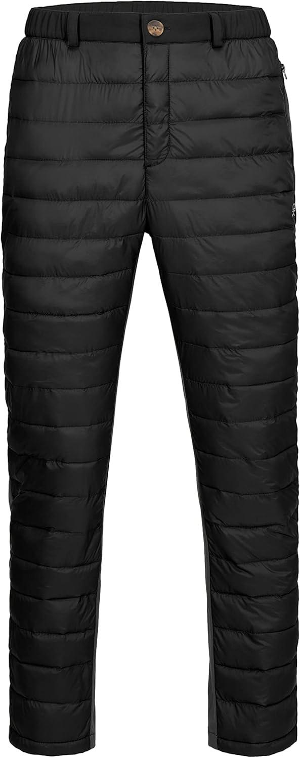 imageLittle Donkey Andy Mens Puffer Pants Warm Fleece Lined Quilted Insulation Snow Ski PantsBlack