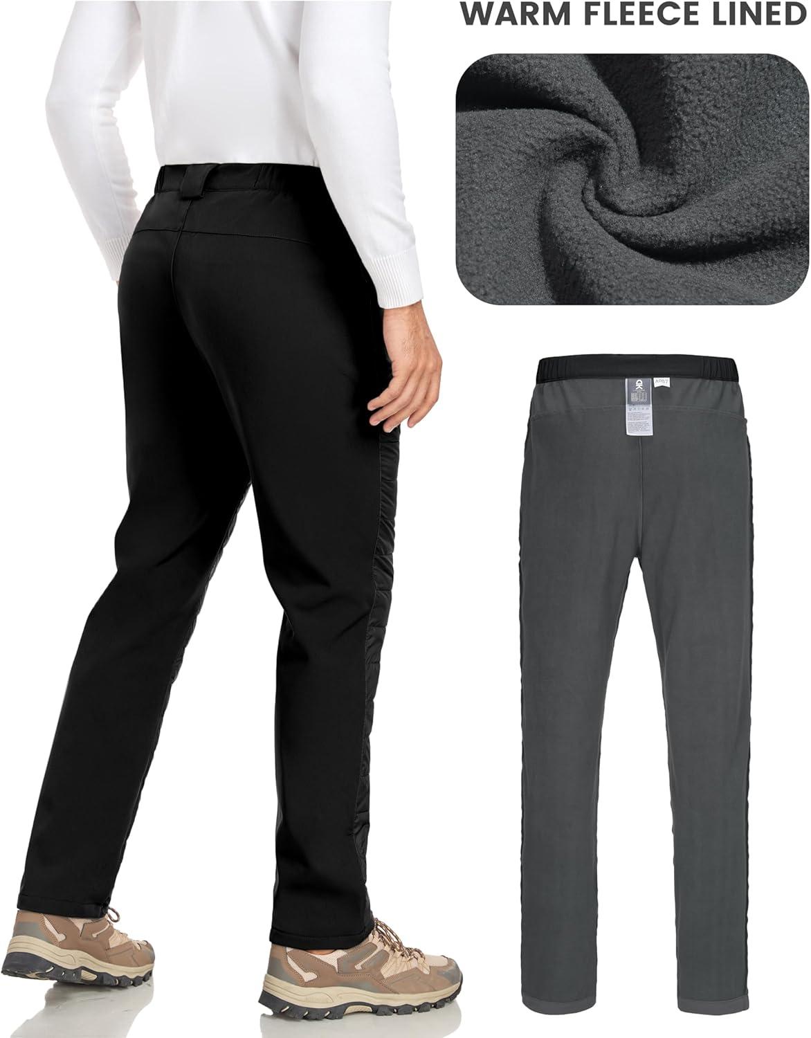 imageLittle Donkey Andy Mens Puffer Pants Warm Fleece Lined Quilted Insulation Snow Ski PantsBlackfleece Lined