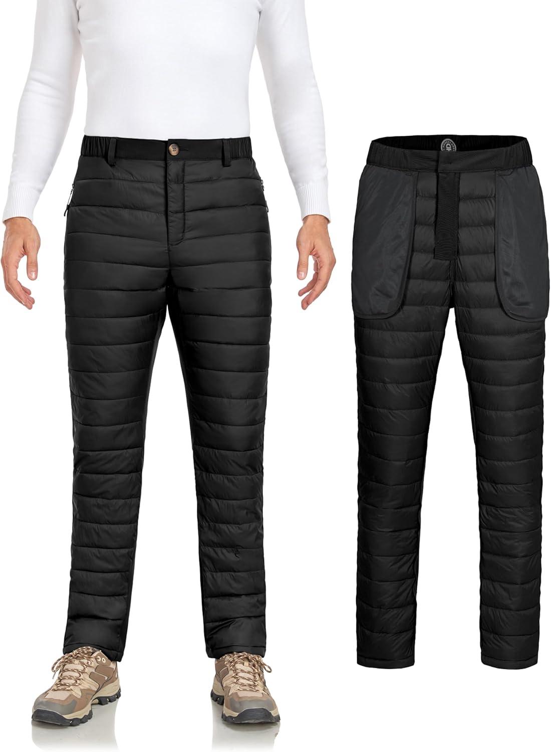 imageLittle Donkey Andy Mens Puffer Pants Warm Fleece Lined Quilted Insulation Snow Ski PantsBlackfleece Lined