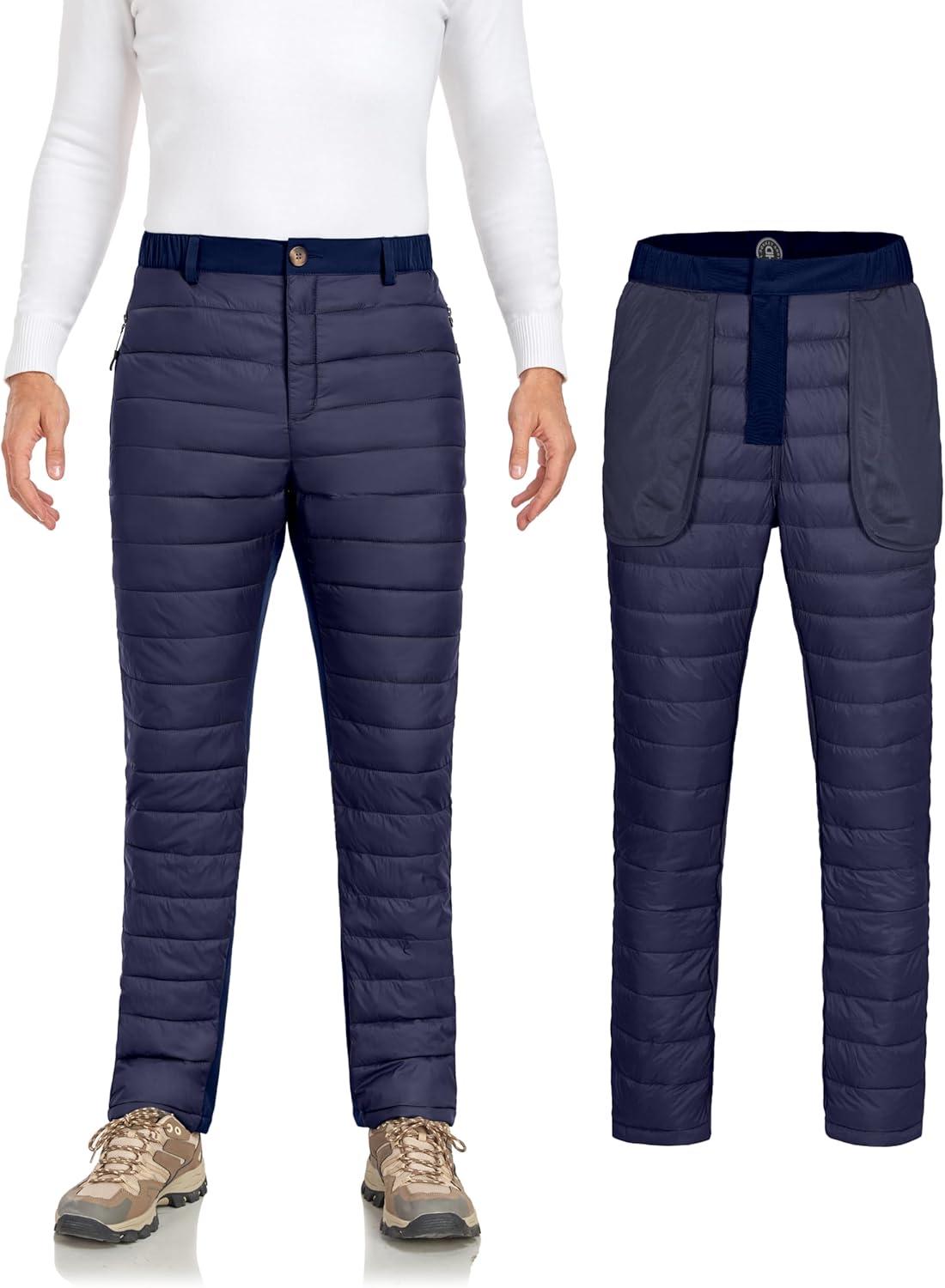 imageLittle Donkey Andy Mens Puffer Pants Warm Fleece Lined Quilted Insulation Snow Ski PantsClassic Blue