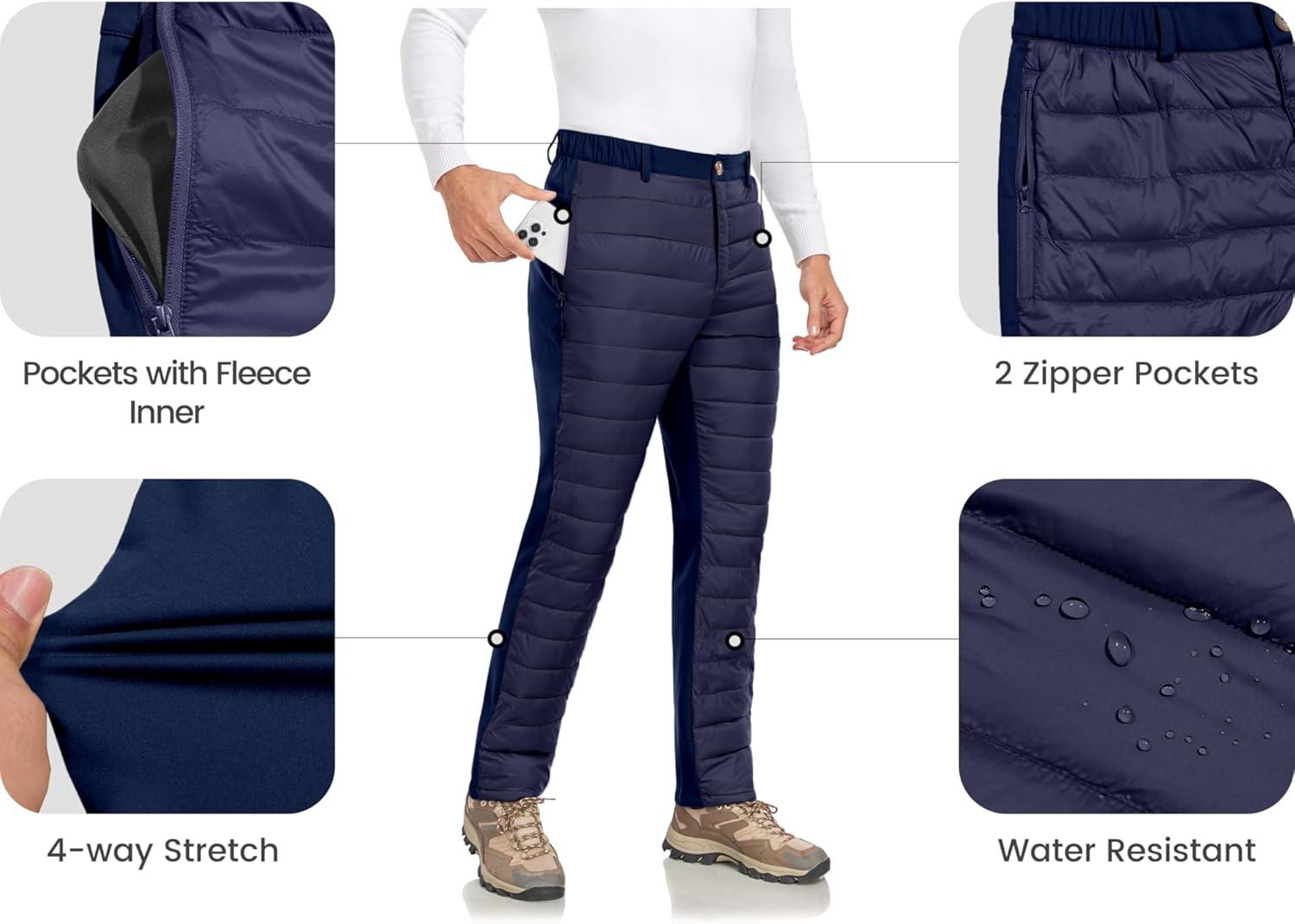 imageLittle Donkey Andy Mens Puffer Pants Warm Fleece Lined Quilted Insulation Snow Ski PantsClassic Blue