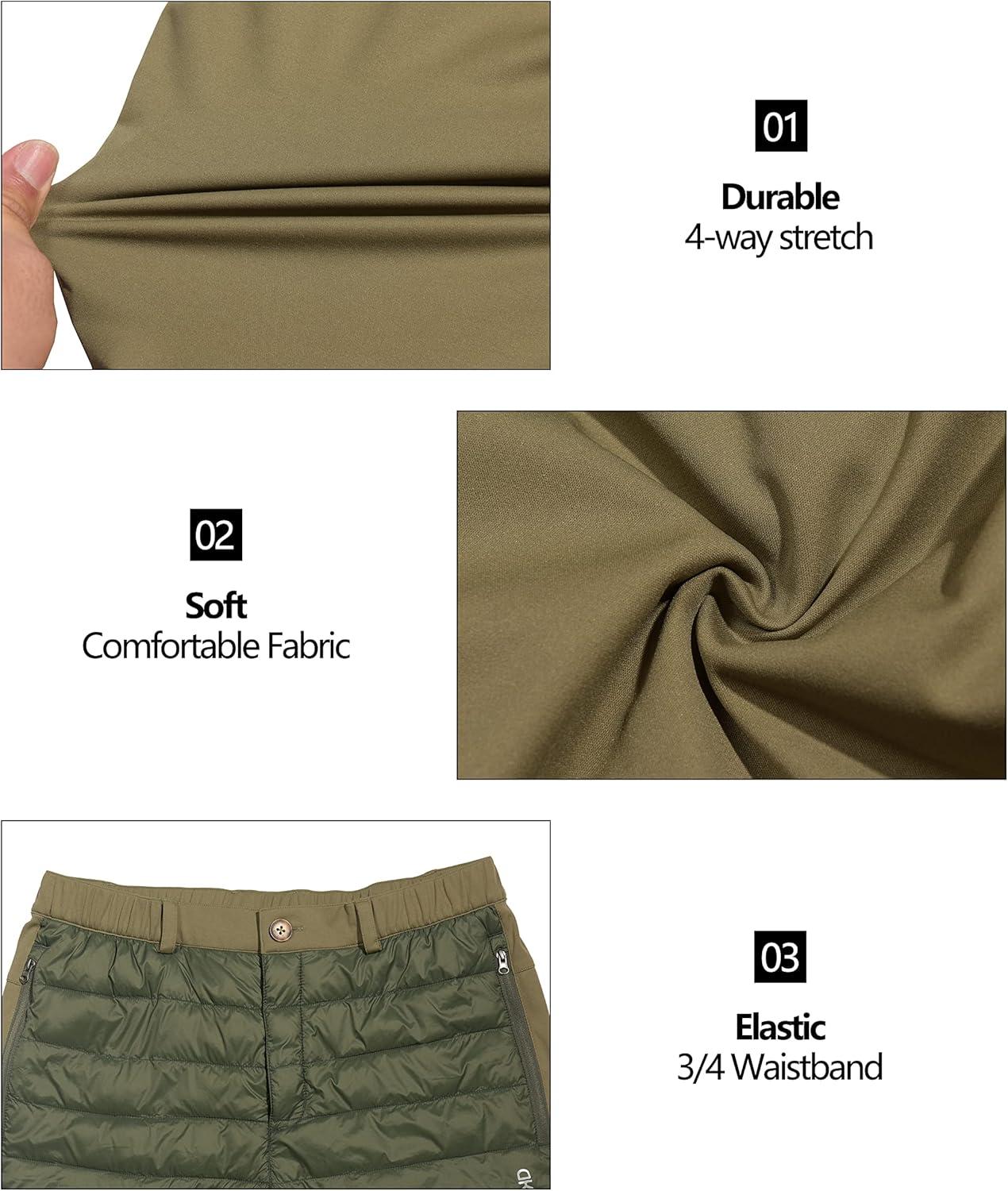 imageLittle Donkey Andy Mens Puffer Pants Warm Fleece Lined Quilted Insulation Snow Ski PantsDark Green
