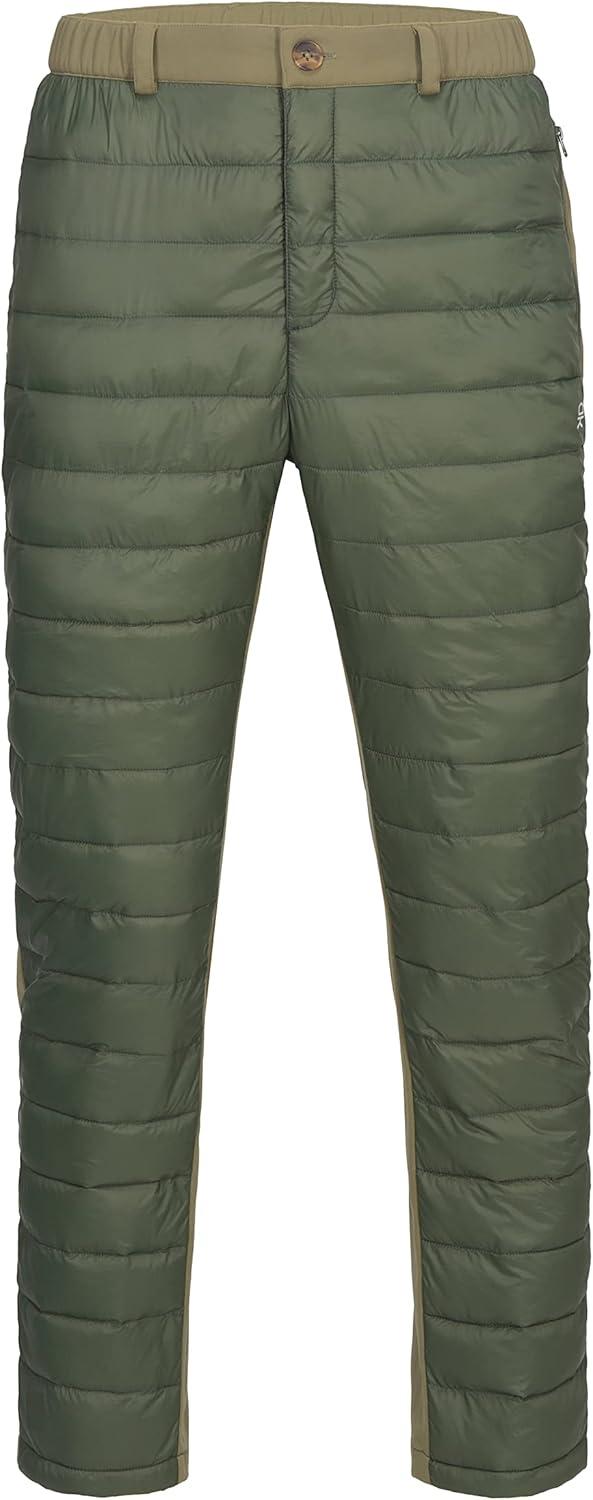 imageLittle Donkey Andy Mens Puffer Pants Warm Fleece Lined Quilted Insulation Snow Ski PantsDark Green
